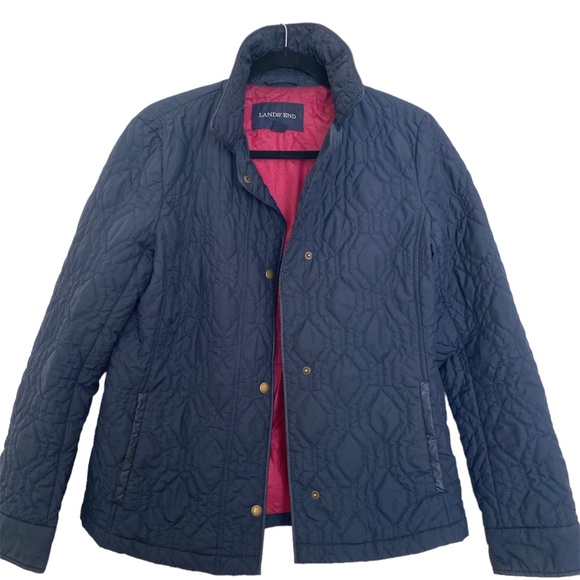 Land's End Navy Blue Quilted Look Coat - Picture 2 of 4
